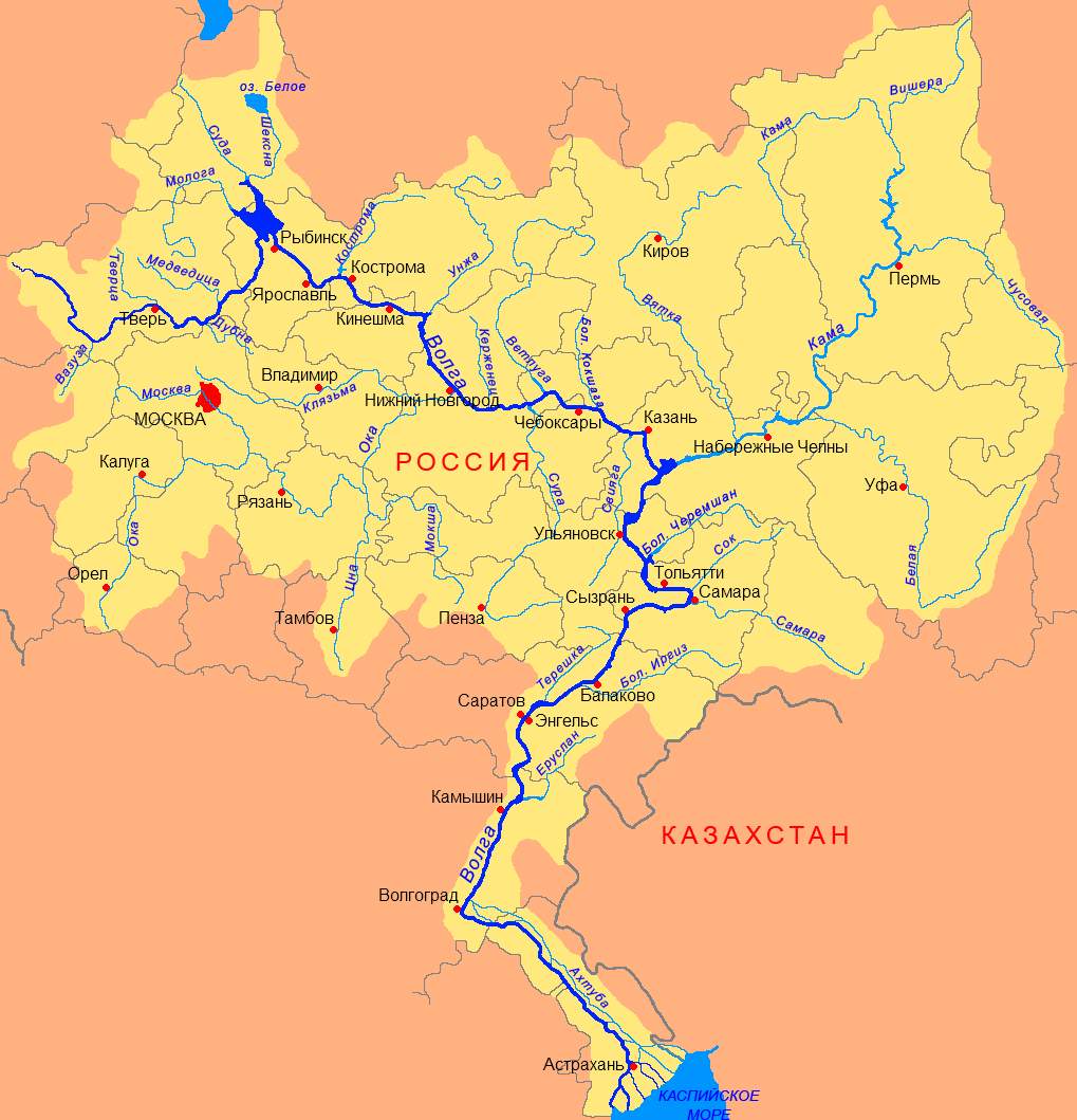 Горьковское водохранилище на карте россии