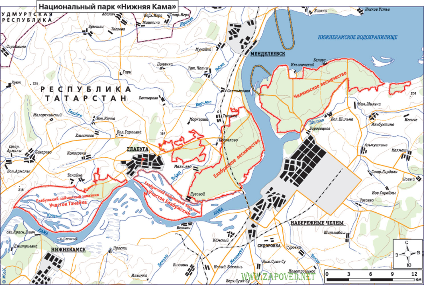 Национальный парк нижняя Кама на карте
